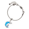 Silver Plated Large Blue Owl on Hot Blue Moon - Silver Plated Twist Rope Bead Charm Dangle with Mini Year 2025 on a large hole bead bracelet Jewelry Ideas and Examples