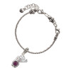 Silver Plated 3-D Purple & AB Crystal Owl - Silver Plated Twist Rope Bead Charm Dangle with Mini Year 2025 on a large hole bead bracelet Jewelry Ideas and Examples