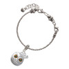 Silver Plated Large Round Owl with Green Crystal Eyes - Silver Plated Twist Rope Bead Charm Dangle with Mini Year 2025 on a large hole bead bracelet Jewelry Ideas and Examples