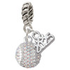 Silver Plated Small Sparkle Clear AB Softball - Silver Plated Twist Rope Bead Charm Dangle with Mini Year 2025: Year to Remember Jewelry Gift - Celebrations