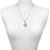 Silver Plated Large Super Sparkle Crystal Pink AB Volleyball - Silver Plated Twist Rope Bead Charm Dangle with Mini Year 2025 as a necklace pendant