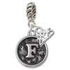 Silver Plated Antiqued Round Seal - Initial - F - Silver Plated Twist Rope Bead Charm Dangle with Mini Year 2025: Year to Remember Jewelry Gift - Celebrations