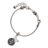 Silver Plated Antiqued Round Seal - Clef - Silver Plated Twist Rope Bead Charm Dangle with Mini Year 2025 on a large hole bead bracelet Jewelry Ideas and Examples