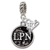 Silver Plated Nurse Caduceus Seal - LPN - Silver Plated Twist Rope Bead Charm Dangle with Mini Year 2025: Year to Remember Jewelry Gift - Celebrations