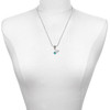 Crystal Teal Channel Drop - Silver Plated Twist Rope Bead Charm Dangle with Mini Year 2025 as a necklace pendant