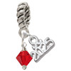 July - Red Crystal Bicone - Silver Plated Twist Rope Bead Charm Dangle with Mini Year 2025: Year to Remember Jewelry Gift - Celebrations