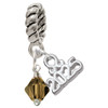 Brown Crystal Bicone - Silver Plated Twist Rope Bead Charm Dangle with Mini Year 2025: Year to Remember Jewelry Gift - Celebrations