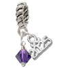 Purple Velvet Crystal Bicone - Silver Plated Twist Rope Bead Charm Dangle with Mini Year 2025: Year to Remember Jewelry Gift - Celebrations
