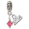 Indian Pink Crystal Bicone - Silver Plated Twist Rope Bead Charm Dangle with Mini Year 2025: Year to Remember Jewelry Gift - Celebrations