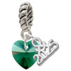 10mm Green Crystal Heart - Silver Plated Twist Rope Bead Charm Dangle with Mini Year 2025: Year to Remember Jewelry Gift - Celebrations