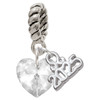 10mm Clear Crystal Heart - Silver Plated Twist Rope Bead Charm Dangle with Mini Year 2025: Year to Remember Jewelry Gift - Celebrations