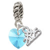 10mm Hot Blue Crystal Heart - Silver Plated Twist Rope Bead Charm Dangle with Mini Year 2025: Year to Remember Jewelry Gift - Celebrations
