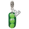 Fimo Clay Three Peas in a Pod - Silver Plated Twist Rope Bead Charm Dangle with Mini Year 2025: Year to Remember Jewelry Gift - Celebrations
