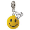 Resin Large 3-D Happy Face - Silver Plated Twist Rope Bead Charm Dangle with Mini Year 2025: Year to Remember Jewelry Gift - Celebrations