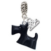 Resin Black Scottie Dog - Silver Plated Twist Rope Bead Charm Dangle with Mini Year 2025: Year to Remember Jewelry Gift - Celebrations
