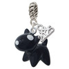 Resin Black Bull Terrier Dog - Silver Plated Twist Rope Bead Charm Dangle with Mini Year 2025: Year to Remember Jewelry Gift - Celebrations