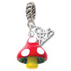 Resin Red Spotted Mushroom - Silver Plated Twist Rope Bead Charm Dangle with Mini Year 2025: Year to Remember Jewelry Gift - Celebrations