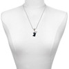 Resin Black Cat - Silver Plated Twist Rope Bead Charm Dangle with Mini Year 2025 as a necklace pendant
