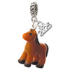 Resin Brown Pony - Silver Plated Twist Rope Bead Charm Dangle with Mini Year 2025: Year to Remember Jewelry Gift - Celebrations
