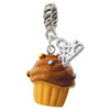 Resin Vanilla Cupcake with Chocolate Frosting - Silver Plated Twist Rope Bead Charm Dangle with Mini Year 2025: Year to Remember Jewelry Gift - Celebrations