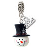 Resin Snowman Head with Top Hat - Silver Plated Twist Rope Bead Charm Dangle with Mini Year 2025: Year to Remember Jewelry Gift - Celebrations