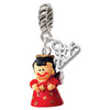 Resin Red Angel Holding Star - Silver Plated Twist Rope Bead Charm Dangle with Mini Year 2025: Year to Remember Jewelry Gift - Celebrations
