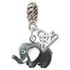 Resin Grey Elephant - Silver Plated Twist Rope Bead Charm Dangle with Mini Year 2025: Year to Remember Jewelry Gift - Celebrations