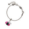 Resin Hot Pink & Black Ladybug Sweetie - Silver Plated Twist Rope Bead Charm Dangle with Mini Year 2025 on a large hole bead bracelet Jewelry Ideas and Examples