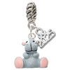 Resin Grey Hippopotamus Honey - Silver Plated Twist Rope Bead Charm Dangle with Mini Year 2025: Year to Remember Jewelry Gift - Celebrations