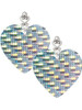 Acrylic Large Hologram Heart - Filigree Heart Post Earrings