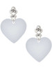 Acrylic Large Shimmer White Heart - Filigree Heart Post Earrings