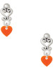 Acrylic Mini Orange Heart - Filigree Heart Post Earrings