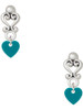 Acrylic Mini Teal Heart - Filigree Heart Post Earrings