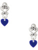Acrylic Mini Navy Blue Heart - Filigree Heart Post Earrings