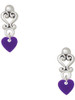 Acrylic Mini Purple Heart - Filigree Heart Post Earrings