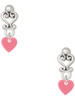 Acrylic Mini Pink Heart - Filigree Heart Post Earrings