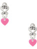 Acrylic Mini Hot Pink Heart - Filigree Heart Post Earrings
