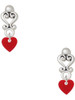 Acrylic Mini Maroon Heart - Filigree Heart Post Earrings