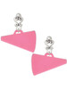 Acrylic Large Hot Pink Megaphone - Filigree Heart Post Earrings