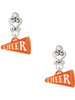 Acrylic Orange Cheer Megaphone - Filigree Heart Post Earrings