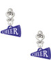 Acrylic Navy Cheer Megaphone - Filigree Heart Post Earrings
