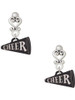 Acrylic Black Cheer Megaphone - Filigree Heart Post Earrings