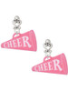 Acrylic Large Pink Cheer Megaphone - Filigree Heart Post Earrings