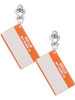 Acrylic Orange "Hello" Name Tag - Filigree Heart Post Earrings