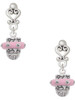 Silver Plated Crystal Pink Spinner - Filigree Heart Post Earrings