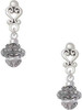 Silver Plated Center Spacer Spinner - Filigree Heart Post Earrings