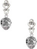Silver Plated Good Kitty with Black Paw Spinners - Filigree Heart Post Earrings