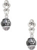 Silver Plated Paw on Hatched Background Spinners - Filigree Heart Post Earrings