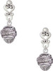 Silver Plated Antiqued Dragon Spinner - Filigree Heart Post Earrings
