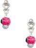 Silver Plated Hot Pink Ladybug Spinner - Filigree Heart Post Earrings